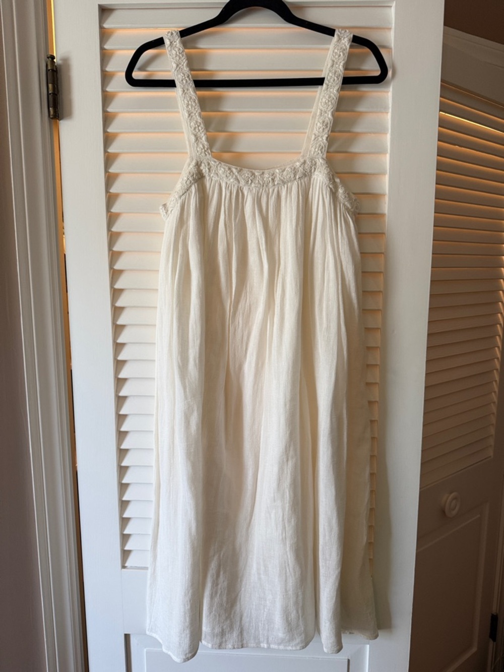Mes Demoiselles Paris Cream Lace Trim Slip Dress One Size Boho Linen Blend Midi